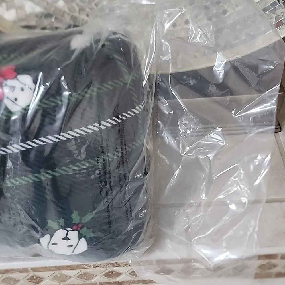 💚🖤 VICTORIA'S SECRET Green Plaid Dog COZY SHERPA BLANKET 🖤💚